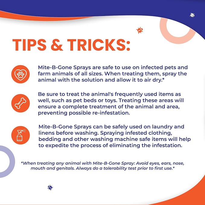 Mite Killer Spray - 1 Gal Natural Mite Treatment Kills Human, Dust, Chicken, Poultry, Bird, Carpet & Rat Mites in Homes and Farm | Family & Pet Safe by Mite-Be-Gone