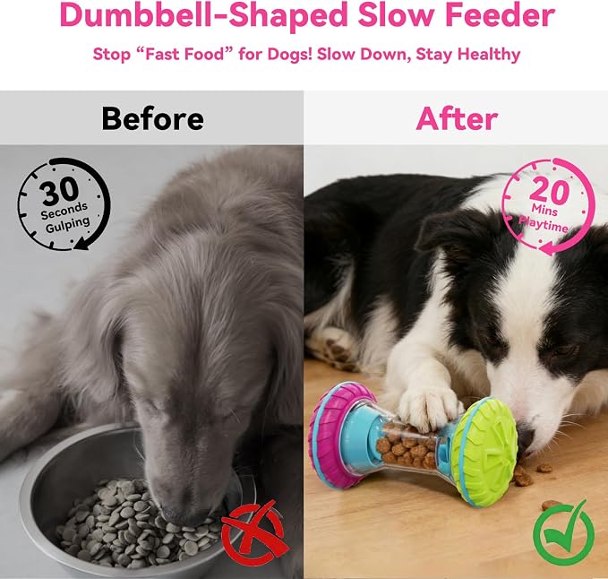 MateeyLife Interactive Dog Puzzle Toy | Adjustable Treat Dispensing, Slow Feeder for IQ Training, Silent Quiet Roller, For Small Medium Large Dogs