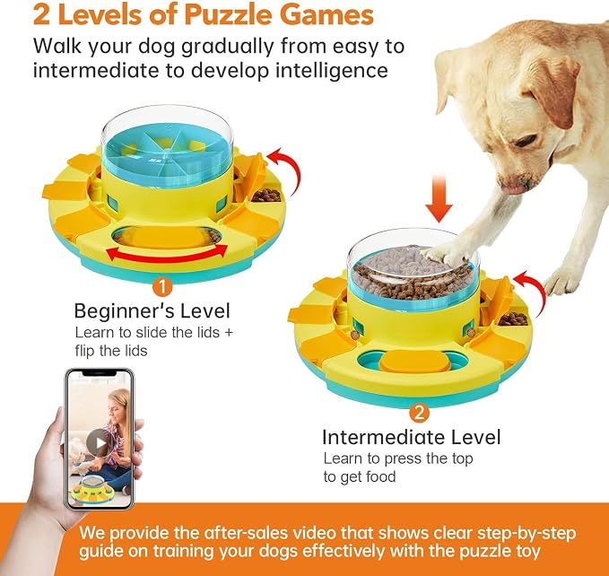 Potaroma Dog Puzzle Toy 2 Levels, Slow Feeder, Pup Food Treat Feeding Dispenser for IQ Training and Entertainment for All Breeds 4.2 Inch Height | Pup IQ Training and Entertainment for All Breeds 4.2 Inch Height