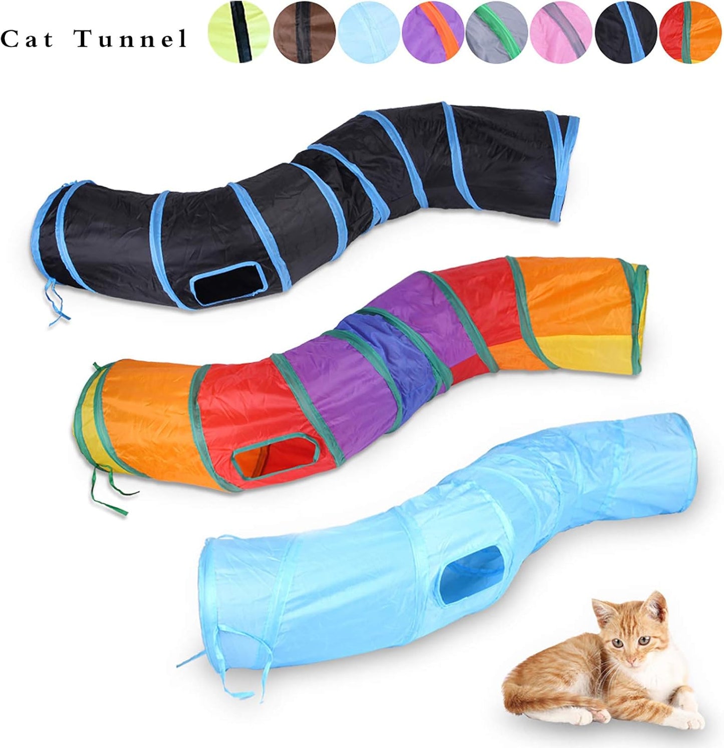 iCAGY Cat Tunnel for Indoor Cats Interactive, Rabbit Tunnel Toys, Pet Toys Play Tunnels for Cats Kittens Rabbits Puppies Crinkle Pop Up 47" Shape S