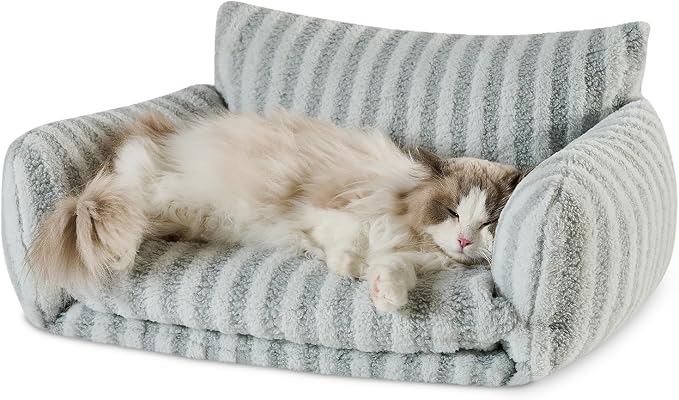 Hollypet Cat Bed Small Dog Orthopedic Couch Beds for Pets up to 20 lbs | Fluffy Multifunctional Double-Layer Warming Kitten Pet Couch Orthopedic Beds with Machine Washable Cover and Non-Slip Bottom