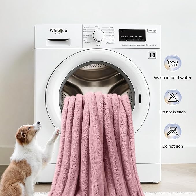 LINENLUX 1 Pack 3 Soft Fleece Dog Blanket for Pet Washable Warm Cat Puppy Fluffy Calming Flannel Pink Small