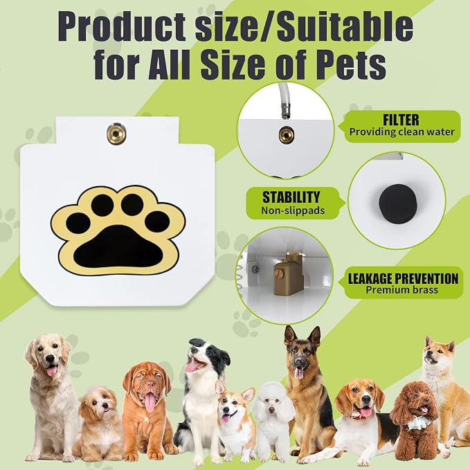 Dog Water Fountain Step On, Outdoor Dog Water Sprinkler for Large Dogs, with Upgrade Copper Valve Set, Easy to Use, Fresh Water to Drink