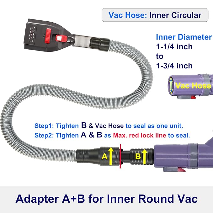 Dog Brush Vacuum Attachment with 1"-1.75" Universal Adapters for Vacuum Cleaners, Pet Hair Shedding Grooming Tool Kit with Long Extension Hose