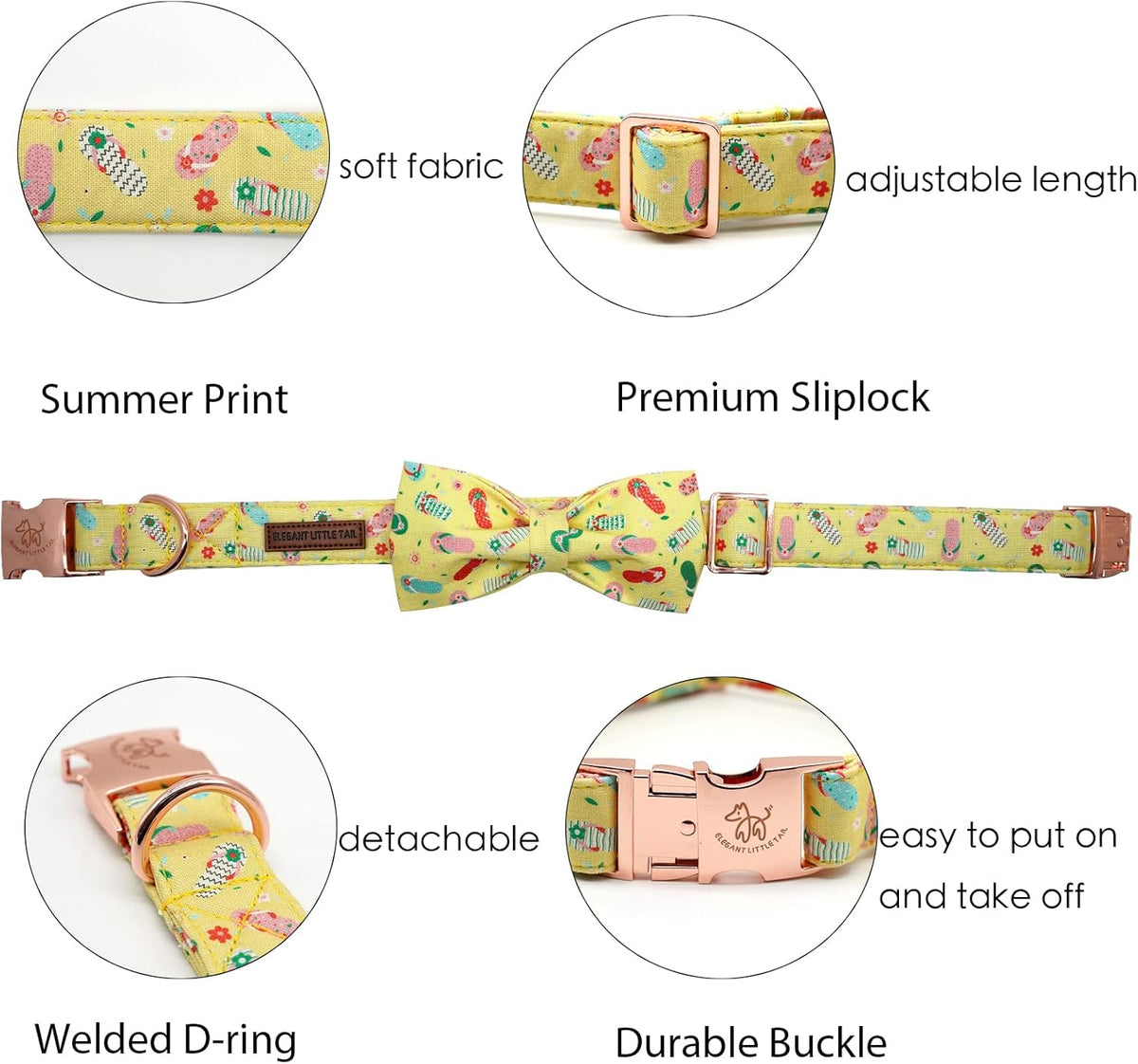 Elegant Little Tail Bowtie Dog Collar for Small to Large Dogs