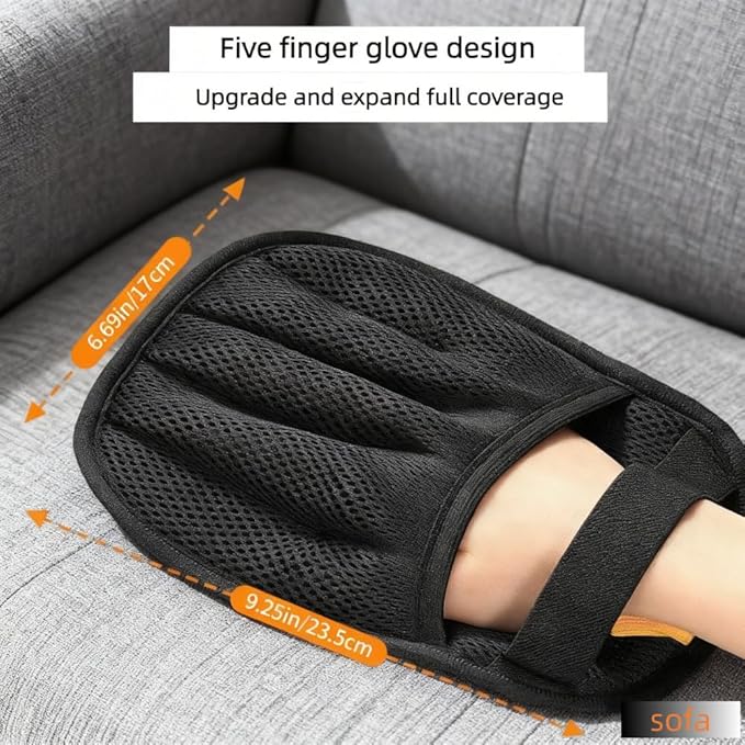 Sungbesi Upgraded Pet Hair Removal Glove,Reusable Pet Hair Removal Tool with Five Finger Static Electricity for Cats & Dogs, Effortlessly Remover Hair from Clothes, Sofa, Carpet, Bed, Car Seat, 2 Pcs