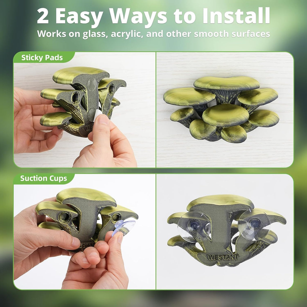 Mushroom Decor for Reptile Tank, Fish Tank, Pet-Safe Bearded Dragon Tank Accessories, Realistic Terrarium Plants for Leopard Geckos, Crested Geckos, Tree Frogs, Snakes (Forest, Cluster Cap)