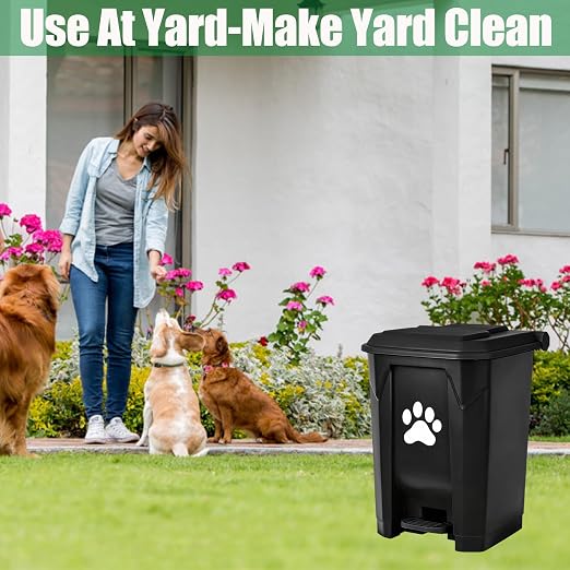 Outdoor Dog Poop Trash Can with Pooper Scooper for Yard, Black | Large Capacity Dog Poop Garbage Can with Lid Odor Control, Pet Waste Container Includes 100PCS Waste Bags