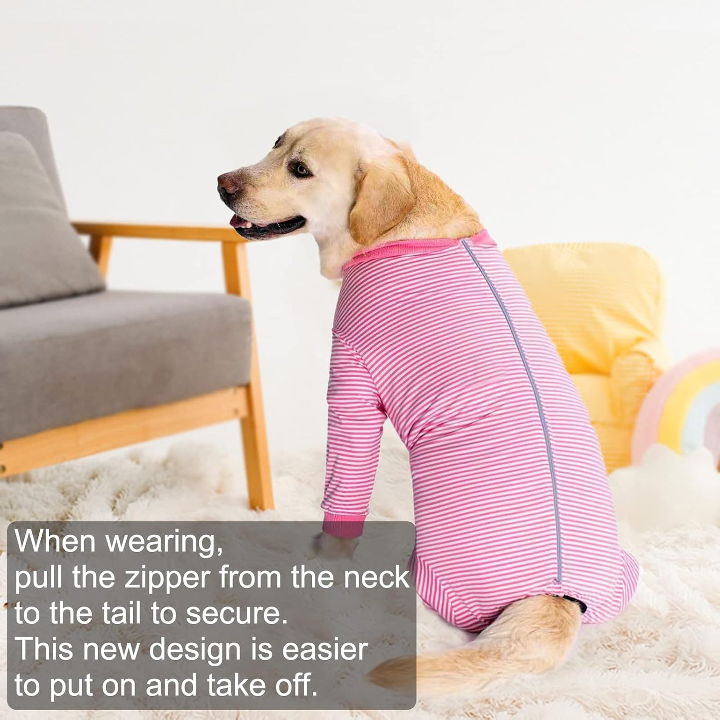 Yeapeeto Dog Onesie Surgery Recovery Suit for Large Medium Bodysuit Dogs Pajamas PJS Full Body for Shedding, Prevent Licking, Wound Protection, Cone Alternative (2XL, Pink)