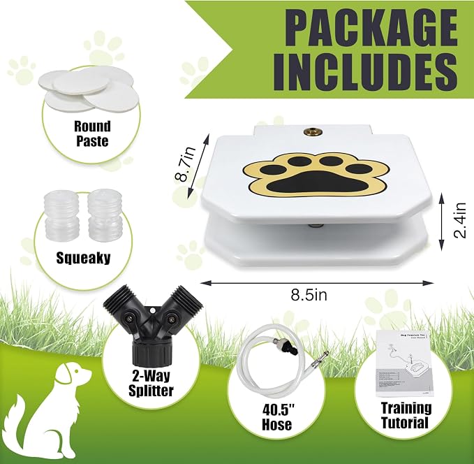 Dog Water Fountain Step On, Outdoor Dog Water Sprinkler for Large Dogs, with Upgrade Copper Valve Set, Easy to Use, Fresh Water to Drink