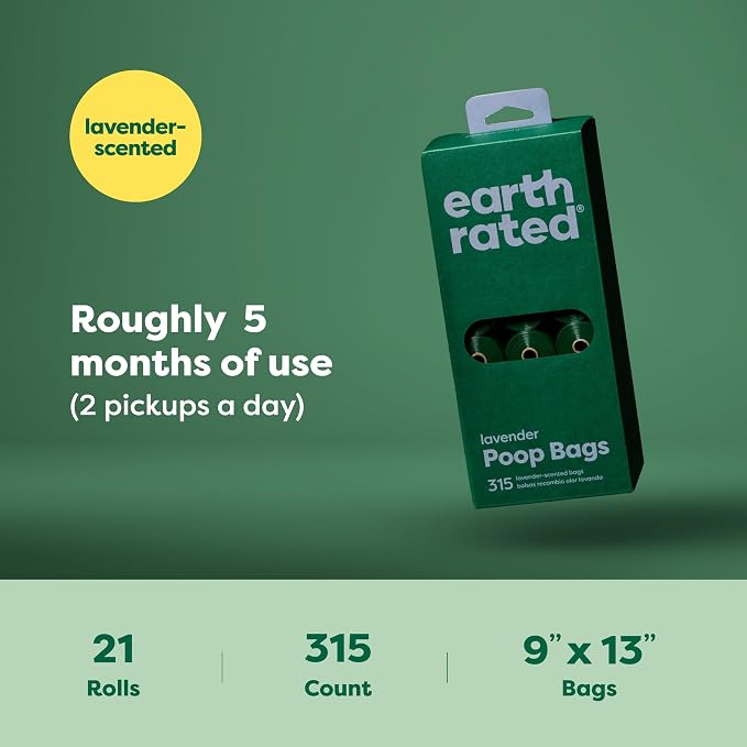 Earth Rated Perfect Dog-Walking Bundle - Includes 1 Poop Bag Dispenser and 315 Leak-Proof Extra Thick Waste Bags, Lavender-Scented