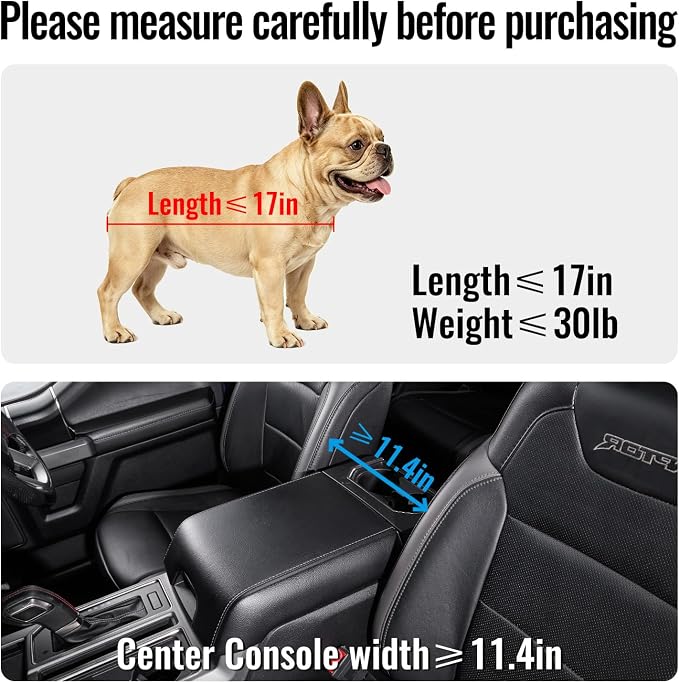 MAXFUT Center Console Dog Car Seat for Small Dogs,Fit for Full Size Truck | Equipped with Soft Padding and Pillow,Double Fixation,Pet Booster with Safety Belt,Puppy Car Seat for Small Dogs 0-30 lbs