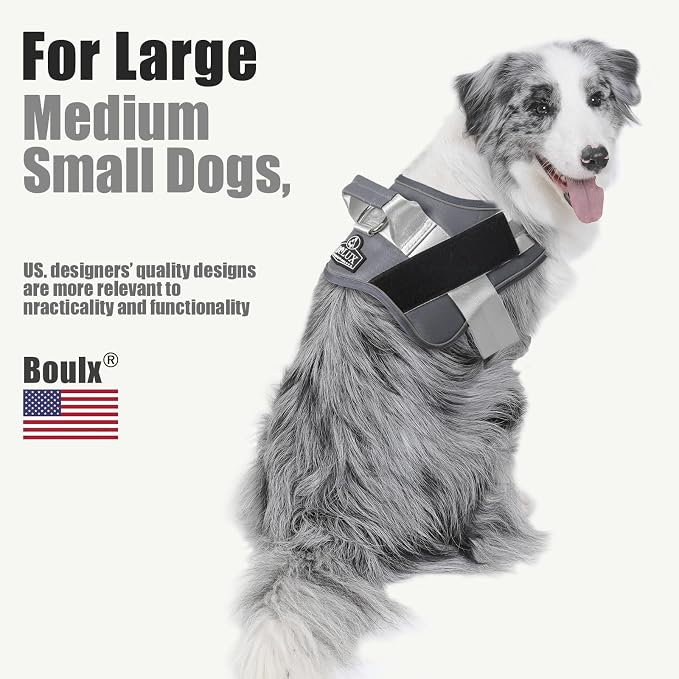Dog Harness, No-Pull Reflective Dog Vest, Breathable Adjustable Pet Harness with Handle for Outdoor Walking - No More Pulling, Tugging or Choking