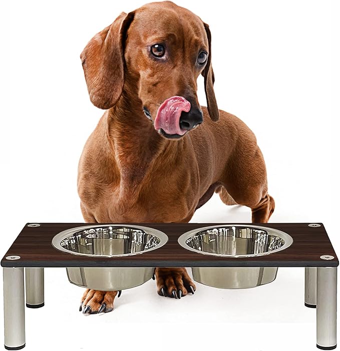 Raised Pet Bowls for Cats and Dogs, Outdoor Elevated Dog Cat Food and Water Bowls Stand Feeder on Aluminum Legs with 2 Stainless Steel Bowls Sizes for Small Medium and Large Dogs. - Small (Tosca)
