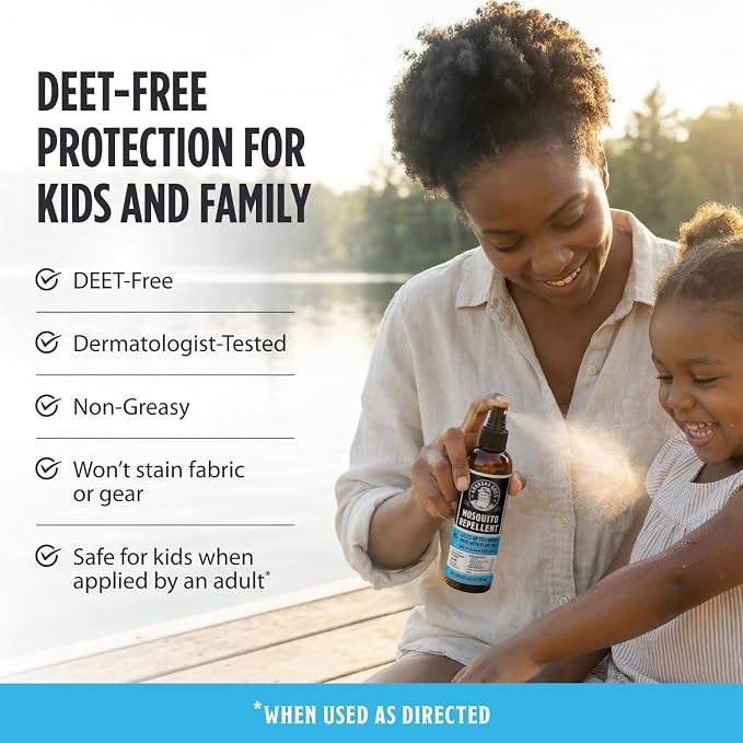 Grandpa Gus's Natural Mosquito Repellent Spray - DEET-Free Plant-Based Insect Repellent for Kids and Family, Up to 6 Hours, Travel-Friendly Bug Spray, 4 oz 2 Pack