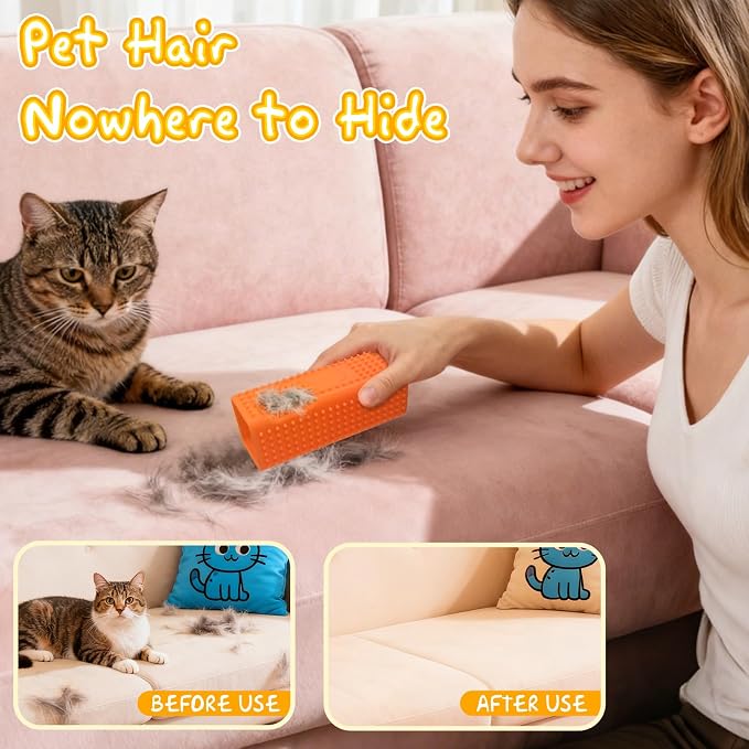 2 Pack Silicone Pet Hair Remover Roller for Furniture, Carpets, Sofas, and Car Interiors