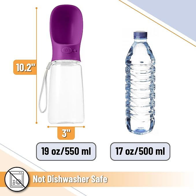 Mr. Pen- Portable Dog Water Bottle, 19 oz, Large | Leak Proof Puppy Water Dispenser with Drinking Feeder for Pets, Outdoor Walking, Hiking, Travel, Not Dishwasher Safe