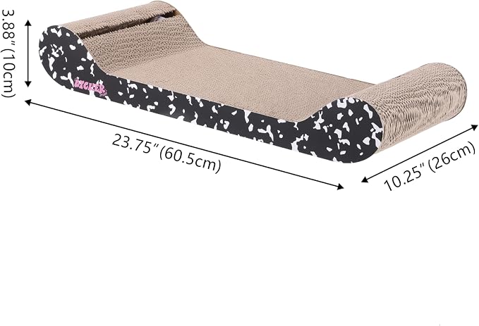 Montego 27.5" Cardboard Cat Scratcher Lounge Bed, Corrugated Sofa Pad with Catnip, Recyclable Furniture Protector for Large Indoor Kittens, Pink/Red CSR1004A
