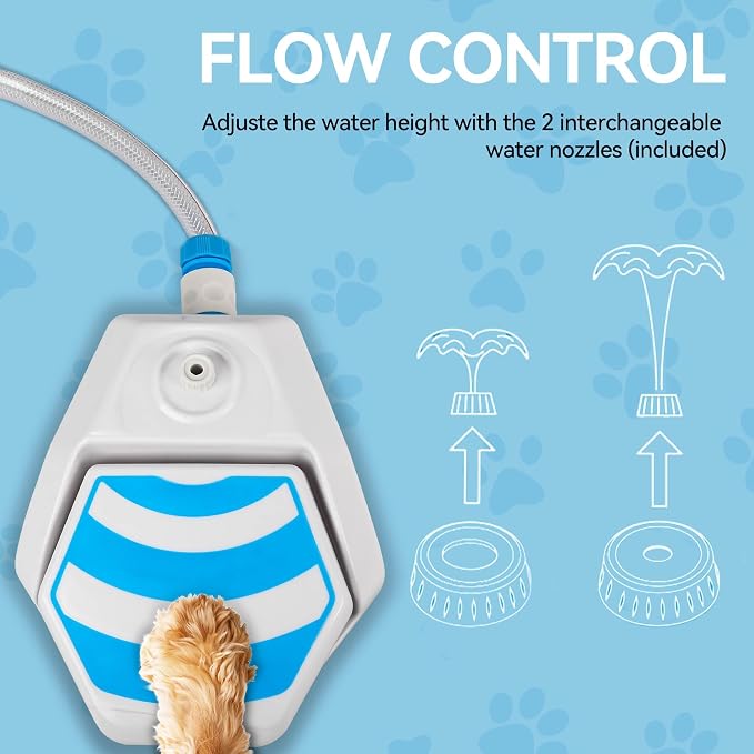 ALL FOR PAWS Outdoor Paw Activated Dog Water Fountain, Step On Dog Water Dispenser, Dog Drinking Fountain with Hose and Connectors (1/2" & 3/4"), Cooling Water Sprinkler for Yard, Garden & Lawn