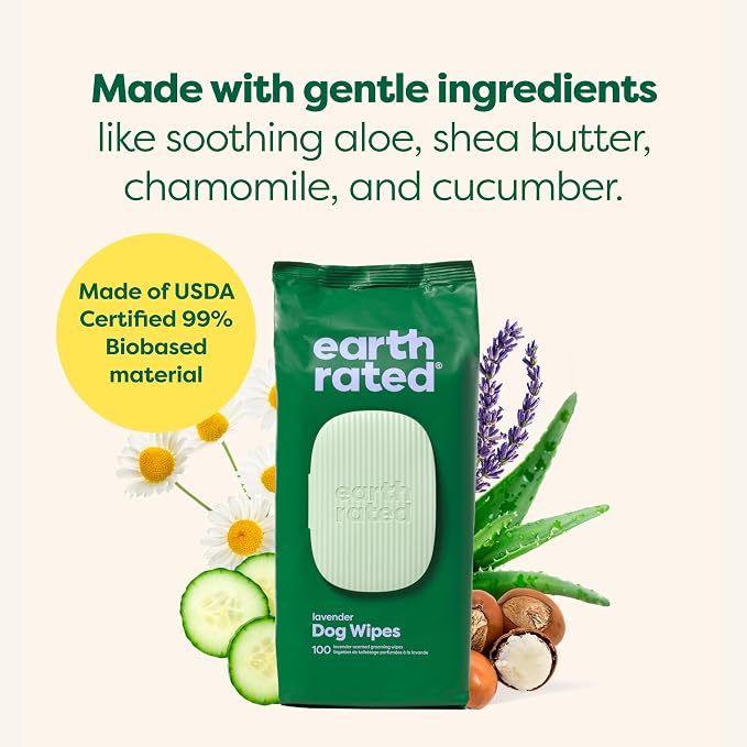 Earth Rated Dog Walking Essentials Bundle - Includes 600 Dog Waste Bags with Handles and 400 Dog Grooming Wipes, Lavender-Scented
