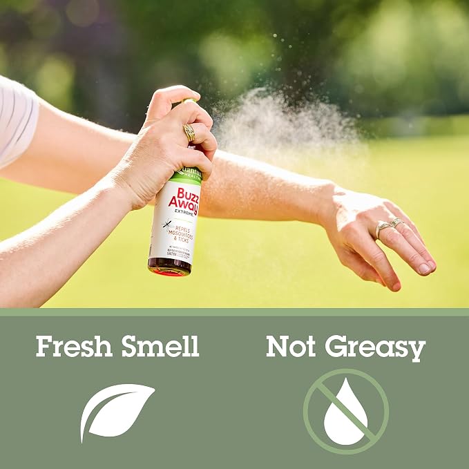 Quantum Health Buzz Away Extreme Mosquito & Tick DEET-Free Repellent, 4 oz | Effective Outdoor Bug Spray, Kid-Friendly, Geraniol, Peppermint, Citronella, Thyme & Clove, Independent Field Tested