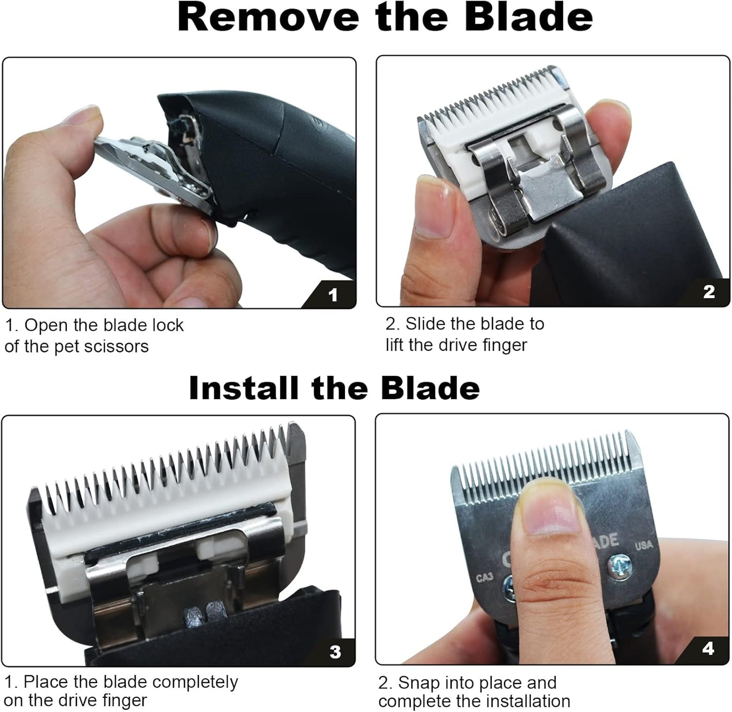 5PCS 10 Blades Dog Grooming Replacement Blades Compatible with Andis Pet Clipper/Oster A5/Wahl KM Series Dog Clipper,Ceramic Blade & Stainless Steel Blade, Size ：#10+30+40+5FC+4FC