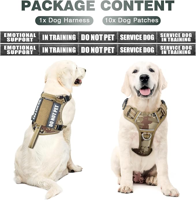 Tactical Dog Harness, No Pull Dog Harness for Medium Large Dogs with Handle & Molle, Military Service Dog Vest Harness in Training Pet Harness for Small Dogs