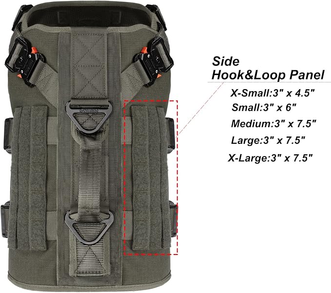 ICEFANG No Pull Tactical Dog Harness for Large Dogs,Adjustable Dog Vest | Control Handle,MOLLE Panel,Front Hook,3 Leash Clips,Soft Padded,for walking training,Green,Large