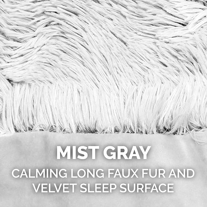 Furhaven Waterproof Throw Blanket for Dogs & Indoor Cats, Reversible Protective Pet Blanket, Small, Long Faux Fur & Velvet, Mist Gray
