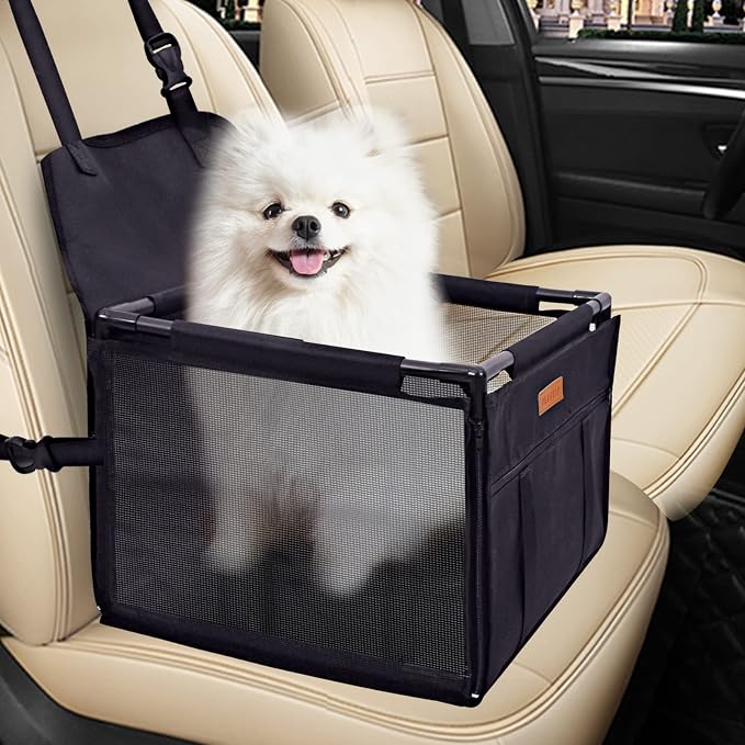 Dog Car Seat Puppy Portable Pet Booster Car Seat with Clip-On Safety Leash and Stable Fram, Anti-Collapse,Perfect for Small Pets