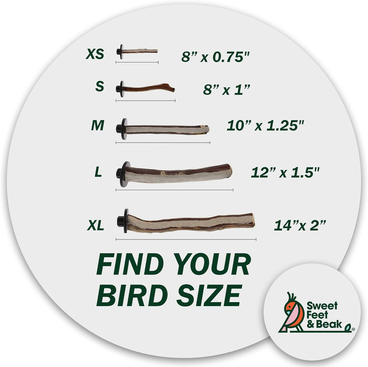 Superoost Manzanita Pumice Pedicure Perch- Easy to Install Bird Cage Accessories for Healthy Feet, Nails and Beak - Natural Bird Perches Imitates Birds' Life in The Wild - S 8"