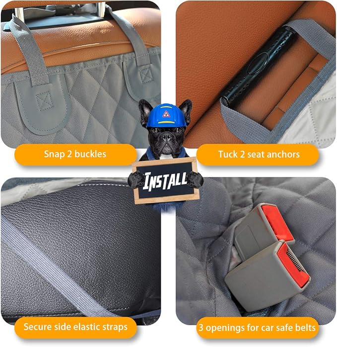 Honest Bench Dog Car Seat Covers with Side Flap,Dog seat Cover for Cars, Trucks, and Suv's - Waterproof & Nonslip Pet Seat Cover for Backseat