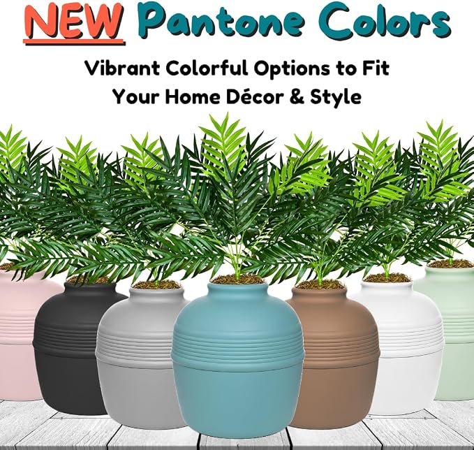 Good Pet Stuff Original Hidden Litter Box Planter, Decorative Cat Litter Enclosure with Carbon Filter, Artificial Palm Plant, Upgraded Design, Easy to Clean, Base Kit, Caribbean Blue
