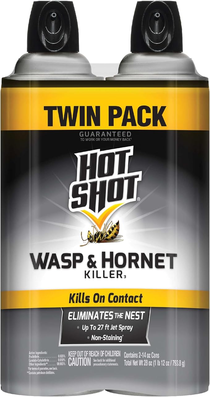Hot Shot Wasp and Hornet Killer Aerosol, Up to 27-Foot Jet Spray, 14 Ounces, 2 Pack