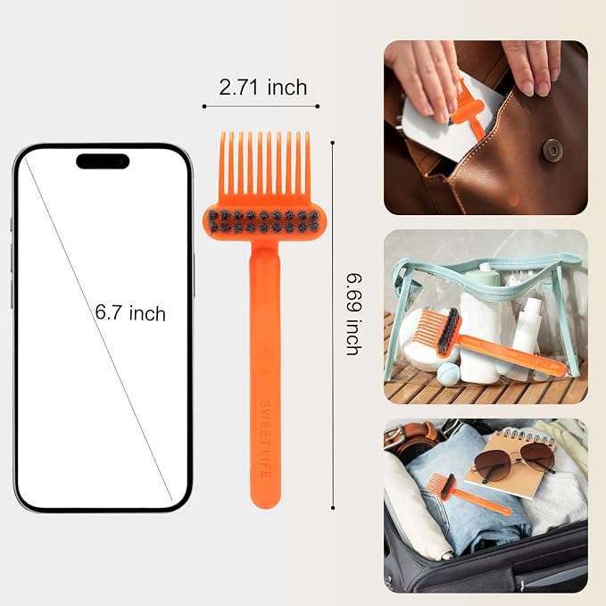 Hair Brush Comb Cleaning Tool Comb,2-in-1 Hair Brush Cleaner Tool, Portable Remover Rake for Removing Hair Dust, Home and Salon Use (Orange)