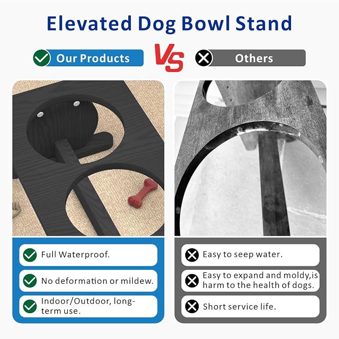 Raised Dog Bowl Stand for Small Sized Breed, Feeding Station with 21 oz 2 Stainless Steel Bowls & Licking Plate,Dog Food Bowl Black