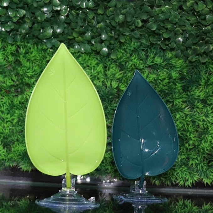 3 Pack Plastic Leaf Decorations with Suction Cups, Frog Habitat Platform, Reptile Decorations for Terrarium, Frog Tank Accessories, Terrarium Decor for African Dwarf, and Toad (Multicolor)