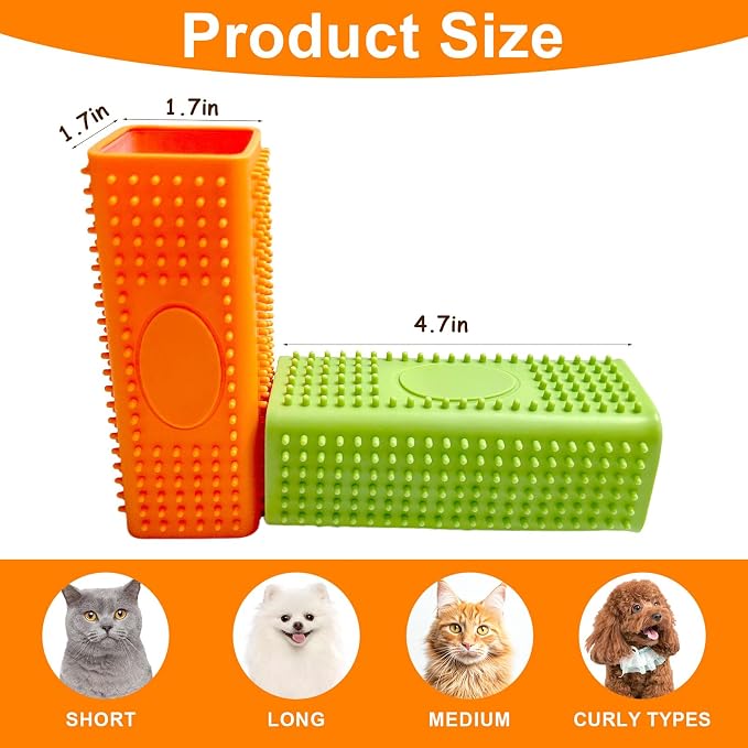2pcs Pet Hair Remover, Dog Cat Block Roller Cleaner, Car Carpet Cleaner Brush for Small Animals, Pet Hair Removal Tool for Interior, Furniture, Sofa, Car Seat (Orange+Red)
