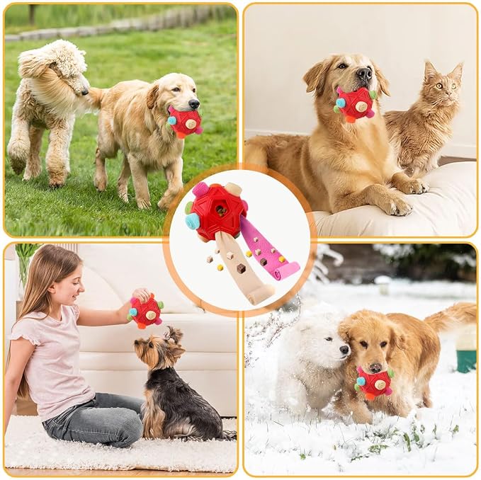 Dog Snuffle Ball-Interactive Puzzle Dog Toys Encourage Natural Foraging Skills Slow Feeder for Training and Stress Relief, Cloth Strip Hiding Food Dog Toys for Any Size Dogs