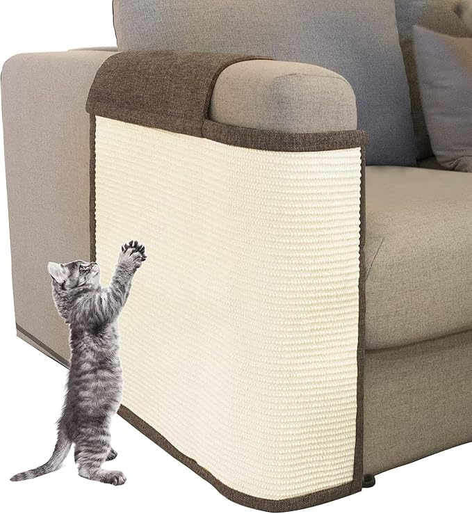Cat Scratch Furniture Protector with Natural Sisal for Protecting Couch Sofa Chair Furniture,Couch Protector from Cat Claws 23.6L''*19.7W'' (Brown, Right Handed)