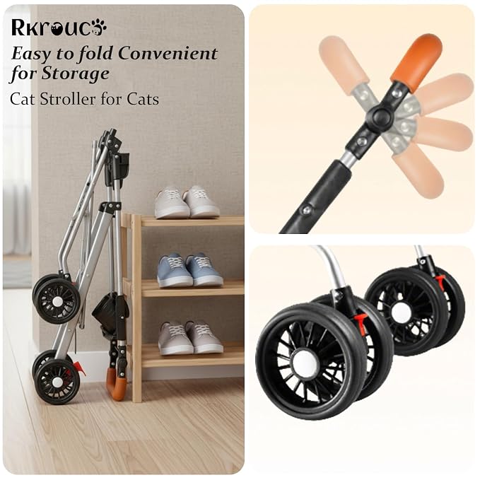 3 in 1 Dog Strollers 4 Wheels Folding Pet Stroller with Detachable Carrier Multifunction Portable Dogs Travel Carriers for Medium Small Puppy Kittens(White Gray)