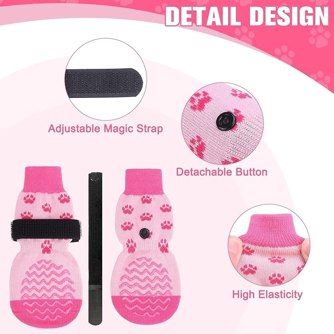 EXPAWLORER 6Pcs Anti Slip Dog Socks to Prevent Licking Paws, Dog Shoes for Hot Pavement Double Sides Dog Boots & Paw Protectors Booties for Hardwood Floors with Grip Small Medium Large Senior Dogs, XS