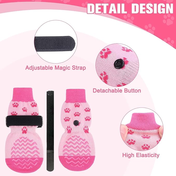 EXPAWLORER 6Pcs Anti Slip Dog Socks to Prevent Licking Paws, Dog Shoes for Hot Pavement Double Sides Dog Boots & Paw Protectors Booties for Hardwood Floors with Grip Small Medium Large Senior Dogs, M