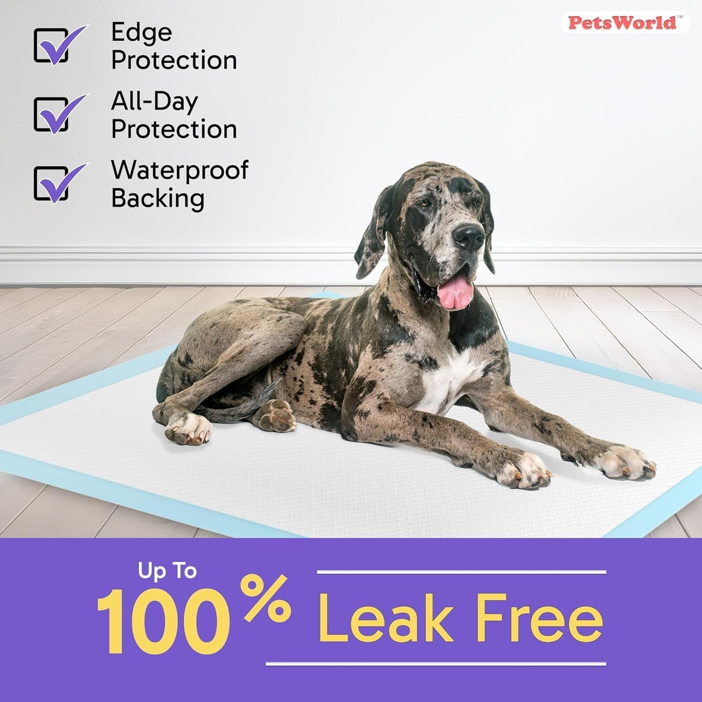 PETSWORLD Giant Dog Potty Pads, Odor-Eliminating, 36" x 36", Ultra Absorbent 5-Layer Leak-Proof Training Pads for Dogs & Cats (36x36, 1800 Count)