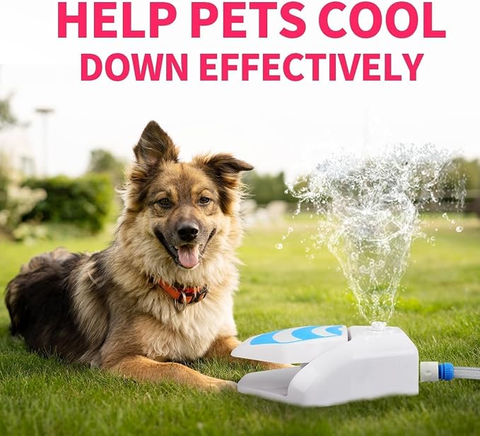 ALL FOR PAWS Outdoor Paw Activated Dog Water Fountain, Step On Dog Water Dispenser, Dog Drinking Fountain with Hose and Connectors (1/2" & 3/4"), Cooling Water Sprinkler for Yard, Garden & Lawn