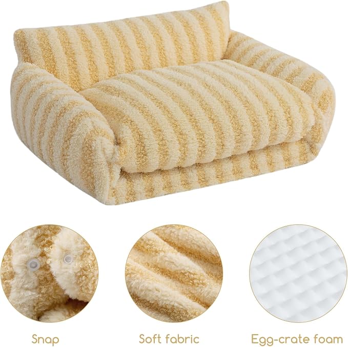 Hollypet Cat Bed Small Dog Orthopedic Couch Beds for Pets up to 13 lbs | Fluffy Multifunctional Double-Layer Warming Kitten Pet Couch Orthopedic Beds with Machine Washable Cover and Non-Slip Bottom