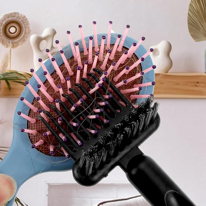 2Pcs 2-in-1 Hair Brush Cleaner & Remover Tool Brush Cleaning Tool Comb Cleaner Effective Hairbrush Cleaner Hair Brush Remover Rake for Man Woman Home Travel Salon Removing Hair Dust