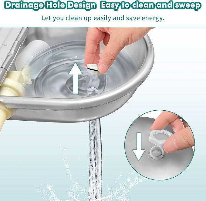 Automatic Water Dispenser for Dogs,304 Stainless Steel Float Valve Pet Bowl | Self-Filling, Wall Mounted, 2.5L Capacity, Drain Plug for Easy Clean, for Large Dogs Chickens Horses, Yard Farm Outdoor Use
