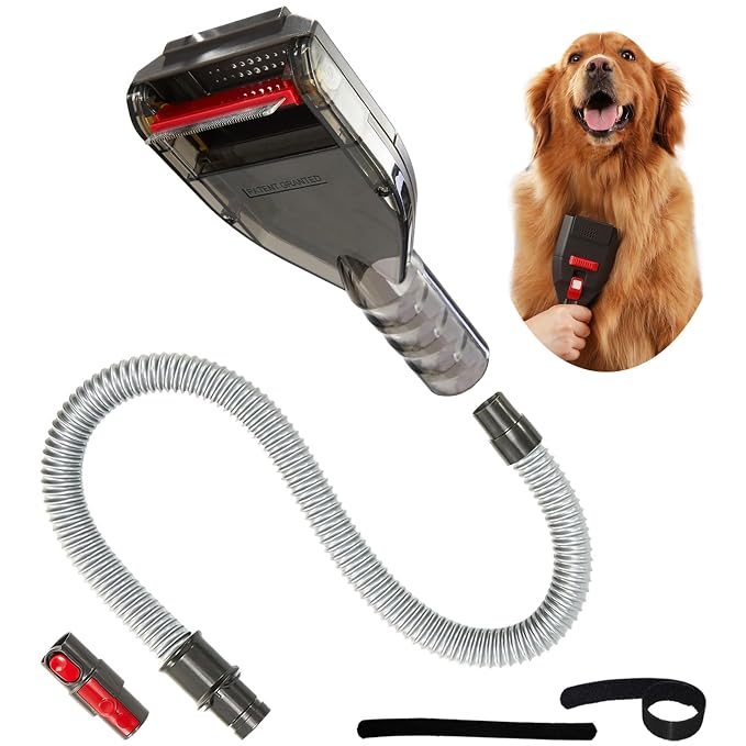 Dog Hair Vacuum Attachment for Dyson Cordless Upright Vac, Groom Tool Pet Shedding Brush for V6 V7 V8 V10 V11 V15 DC41 DC65 UP13-UP30 Animal, Grooming Kit with Long Extension Hose Adapter