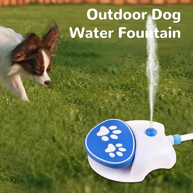 Dog Water Fountain Step On, Activated Drinking Pet Dispenser, Outdoor Dog Sprinkler with Long Hose for Large Dogs Play Summer Outside, Easy to Use